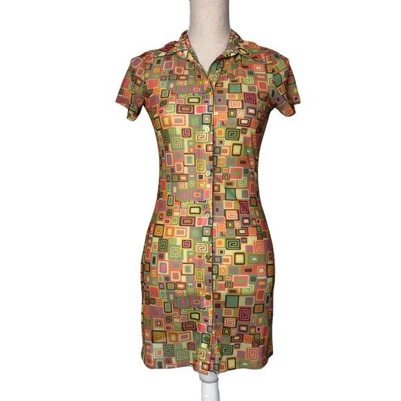 The Ragged Priest Bad Trip Mesh Shirt Dress 70s Retro Rave Festival Sheer - Picture 2 of 11